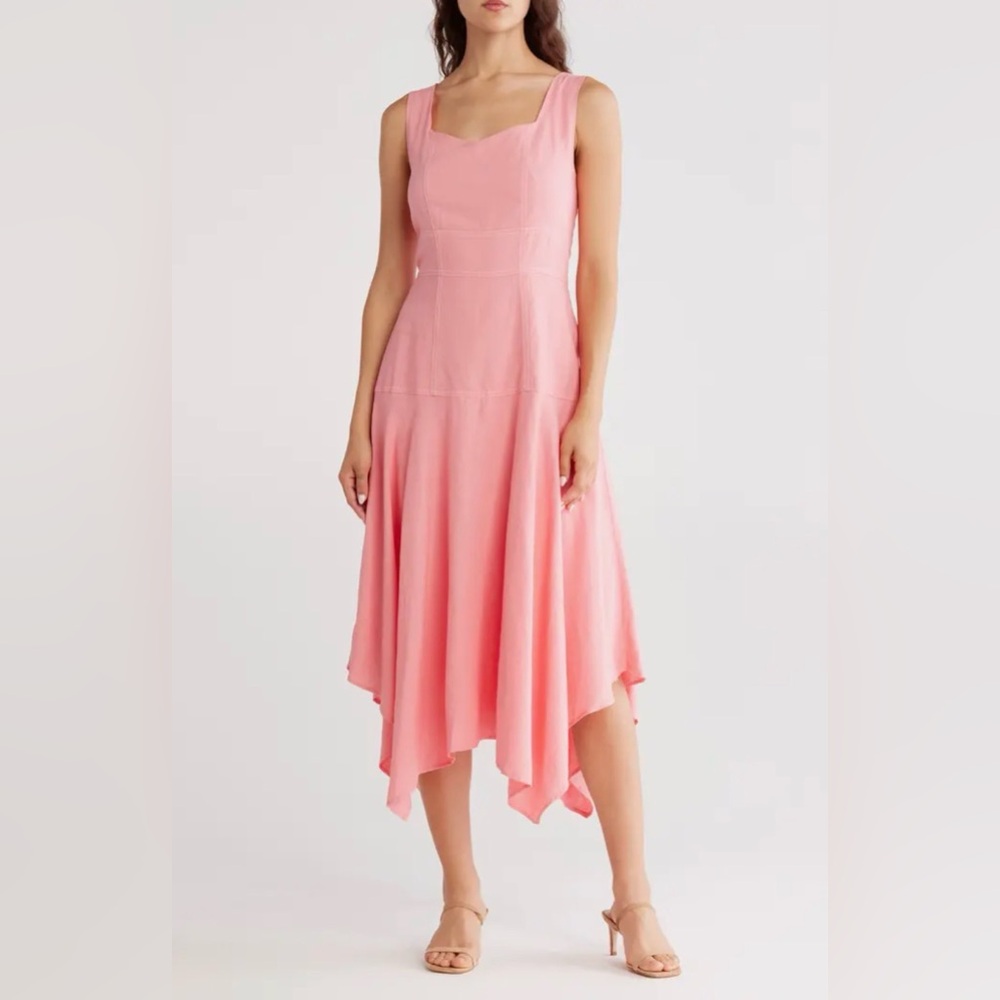 Jason WU Sleeveless Handkerchief Hem Linen Blend Dress 6